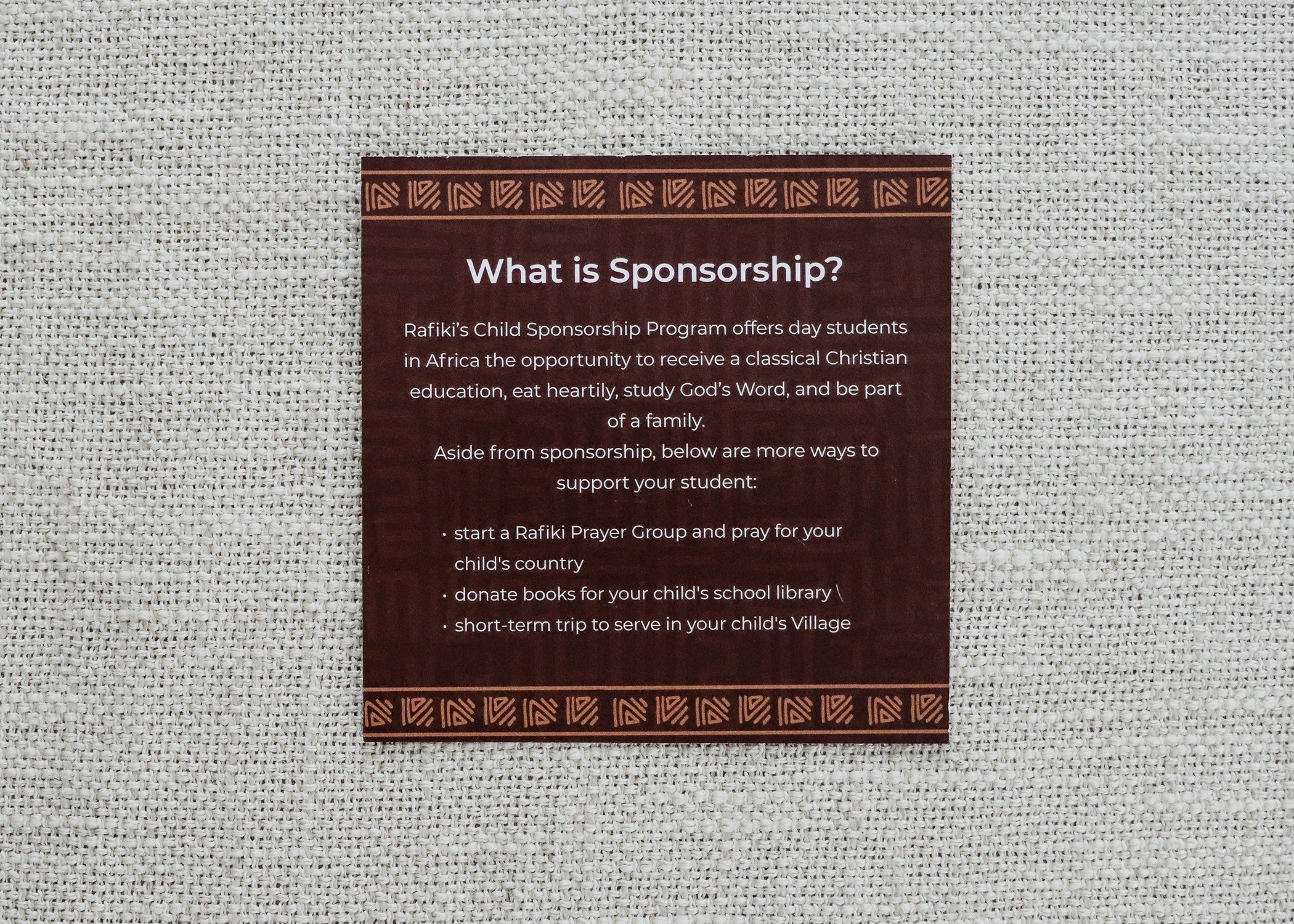 Card about sponsorship